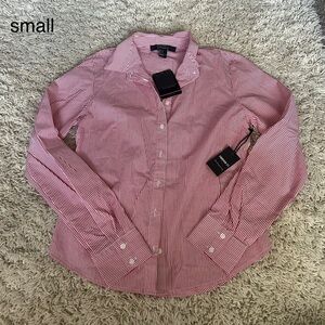 Forever 21 Women's Red Striped Button Down Shirt